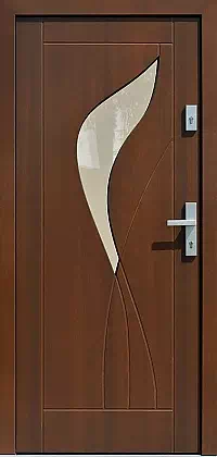 Drzwi zewnętrzne nowoczesne do domu wzór 458,4 w kolorze ciemny orzech.