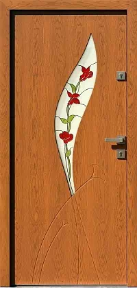 Drzwi zewnętrzne nowoczesne do domu wzór 458,6+ds56 w kolorze złoty dąb.