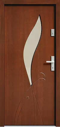 Drzwi zewnętrzne nowoczesne do domu wzór 458,6 w kolorze orzech.