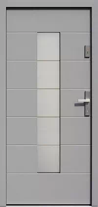 Drzwi zewnętrzne nowoczesne do domu wzór 466,2+ds11 w kolorze szare.