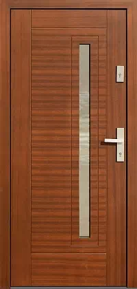 Drzwi zewnętrzne nowoczesne do domu wzór 467,11 w kolorze teak.
