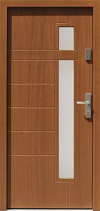 Drzwi zewnętrzne nowoczesne do domu wzór 472,2 w kolorze ciemny dąb.
