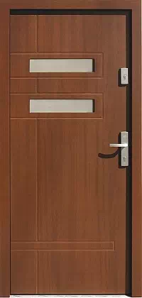 Drzwi zewnętrzne nowoczesne do domu wzór 473,11 w kolorze orzech.