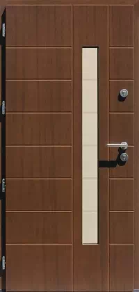 Drzwi zewnętrzne nowoczesne do domu wzór 475,12+ds11 w kolorze ciemny orzech.