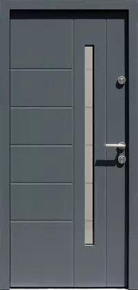 Drzwi zewnętrzne nowoczesne do domu wzór 475,13+ds11 w kolorze jasno szare.