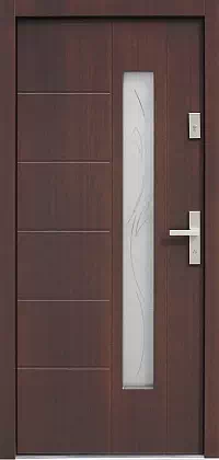 Drzwi zewnętrzne nowoczesne do domu wzór 475,17+ds5 w kolorze ciemny orzech.