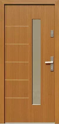 Drzwi zewnętrzne nowoczesne do domu wzór 475,17 w kolorze złoty dąb.