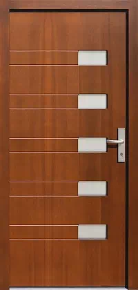 Drzwi zewnętrzne nowoczesne do domu 482,3 w kolorze teak.