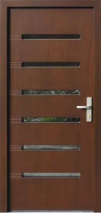 Drzwi zewnętrzne nowoczesne do domu 486,1 w kolorze orzech ciemny.