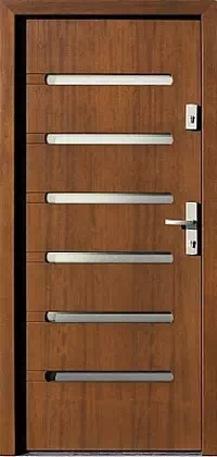 Drzwi zewnętrzne nowoczesne do domu 486,2 w kolorze ciemny dąb.