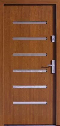 Drzwi zewnętrzne nowoczesne do domu 486,3 w kolorze teak.