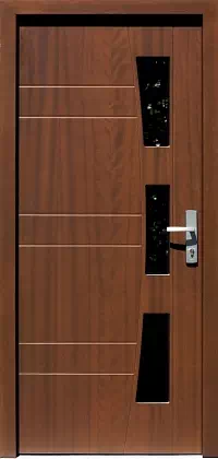 Drzwi zewnętrzne nowoczesne do domu 487,1 w kolorze orzech.