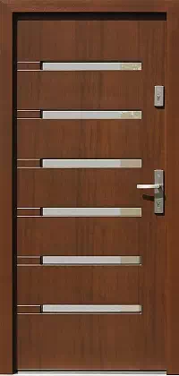 Drzwi zewnętrzne nowoczesne do domu 488,3+ds7 w kolorze orzech.