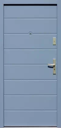 Drzwi zewnętrzne nowoczesne do domu wzór 490,1 w kolorze błękitne.