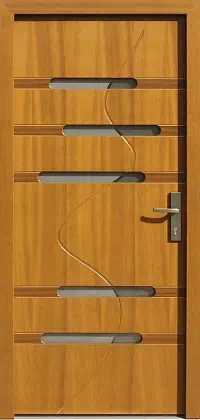 Drzwi zewnętrzne nowoczesne do domu 492,1+ds1 w kolorze złoty dąb.