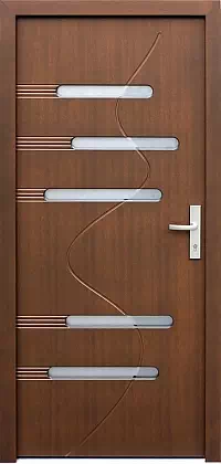 Drzwi zewnętrzne nowoczesne do domu 492,3+ds1 w kolorze orzech.