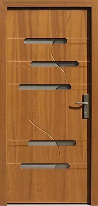 Drzwi zewnętrzne nowoczesne do domu 492,4+ds1 w kolorze dąb średni.