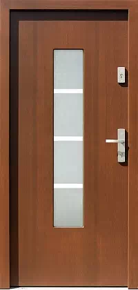 Drzwi zewnętrzne nowoczesne do domu 499,12+ds13 w kolorze teak.
