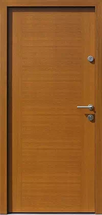 Drzwi zewnętrzne nowoczesne do domu wzór 500A w kolorze ciemny dąb.