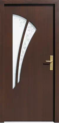 Drzwi zewnętrzne nowoczesne do domu 570S2+ds1 w kolorze orzech ciemny.