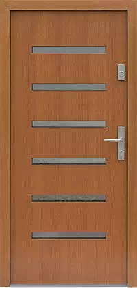 Drzwi zewnętrzne nowoczesne do domu 611,1 w kolorze złoty dąb.