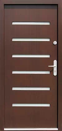 Drzwi zewnętrzne nowoczesne do domu 611,3 w kolorze orzech.