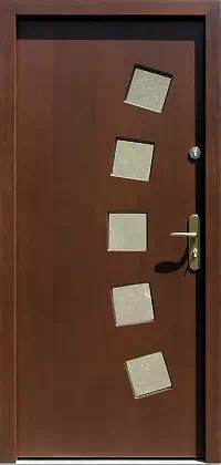 Drzwi zewnętrzne nowoczesne do domu wzór 636,1 w kolorze orzech.