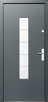 Drzwi zewnętrzne nowoczesne do domu wzór 638,1+ds1 w kolorze szare.