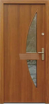 Drzwi zewnętrzne nowoczesne do domu wzór 676 w kolorze ciemny dąb.