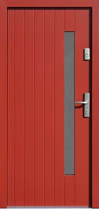 Drzwi zewnętrzne nowoczesne do domu wzór 689,17S2 w kolorze czerwone.