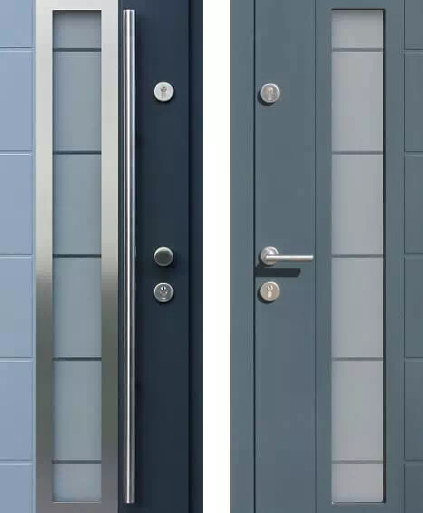 Drzwi zewnętrzne z antabą otwierane z zewnatrz obrotową gałko-klamką