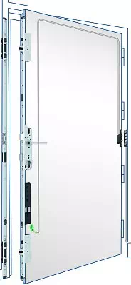 Schemat instalacji wewnętrznej w drzwiach zewnętrznych z zamkiem elektrycznie sterowanym