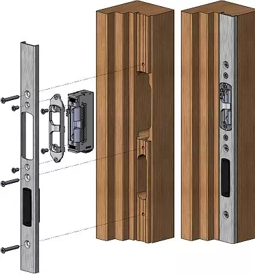 Rysunek złożeniowy elektrozaczepu do zamka listwowego